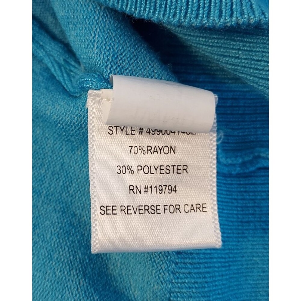 One World Cardigan Shrug Sweater Comfy Soft Button Up Short Sleeve Blue Large - Picture 8 of 12